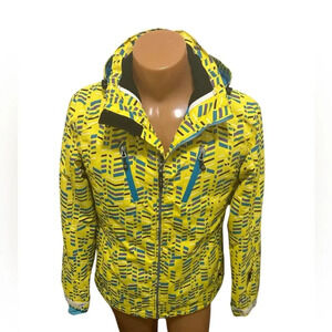 Etirel Aquamax Vintage Women's Ski Jacket Yellow with Multicolor Slashes Sz 12*